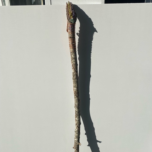 Green Opal Amethysts and Jade Walking Staff - Picture 4 of 4